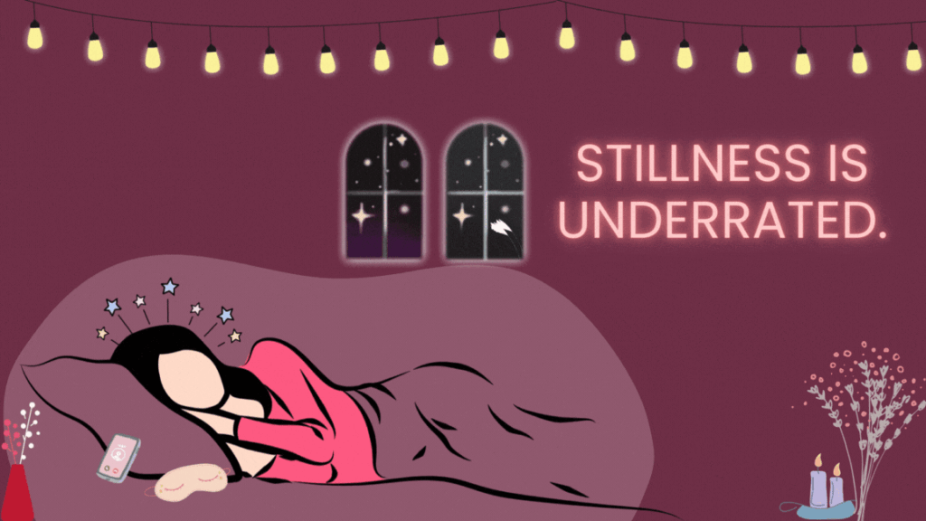 Person relaxing quietly on a couch under warm lights